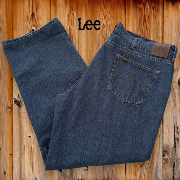 Mens Fleece Lined Extreme Weather Relaxed Fit Denim Blue Jeans Lee Legendary - Picture 1 of 8